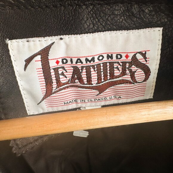 Vintage Diamond Leather Cropped Fringe Black Brown Suede Jacket L - Picture 10 of 12